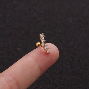 1 Piece Simple Series Simple Geometric Titanium Steel   Gold Color Material Zircon Women's Stud Earrings h5 